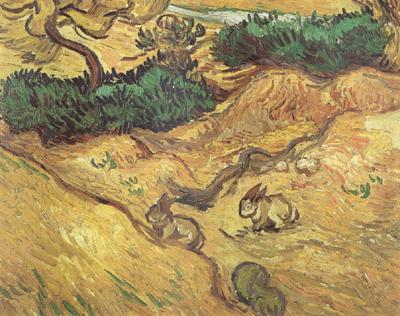 Vincent Van Gogh Field with Two Rabbits (nn04) china oil painting image